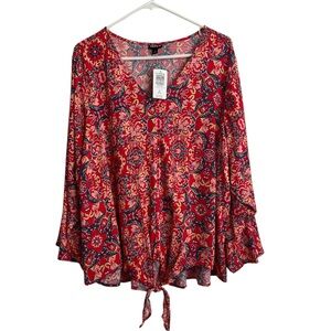 Torrid Elegant Red Floral Women's Blouse Size 3X
